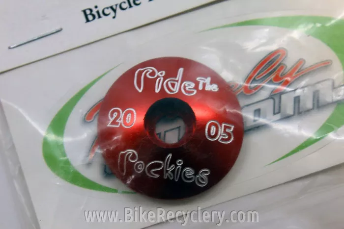 1 1/8" Threadless Stem Top Cap: "Ride The Rockies" Anodized Red or Black