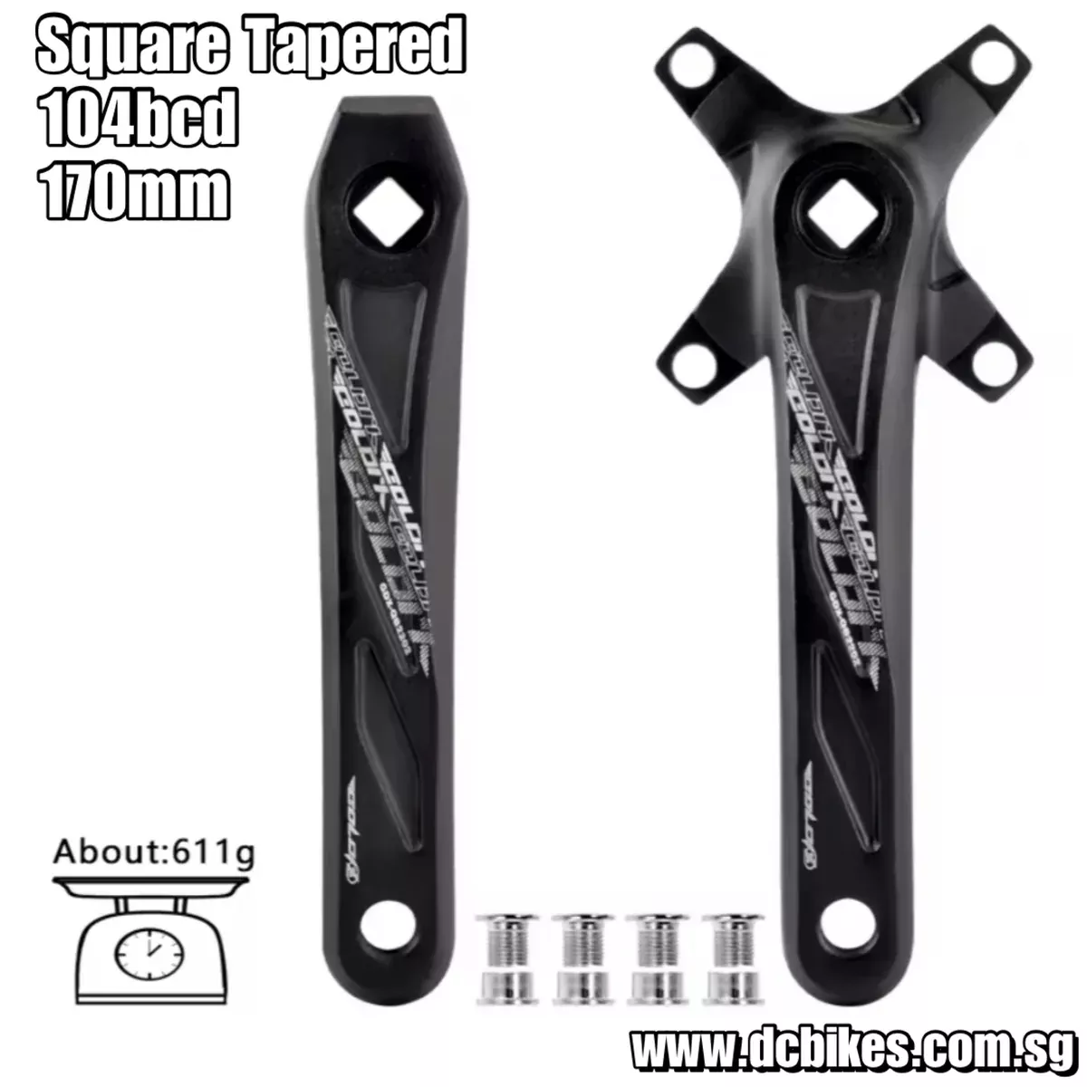 104bcd Square Tapered 4 Holes MTB Bicycle Single Speed Black Crank Arms 170mm