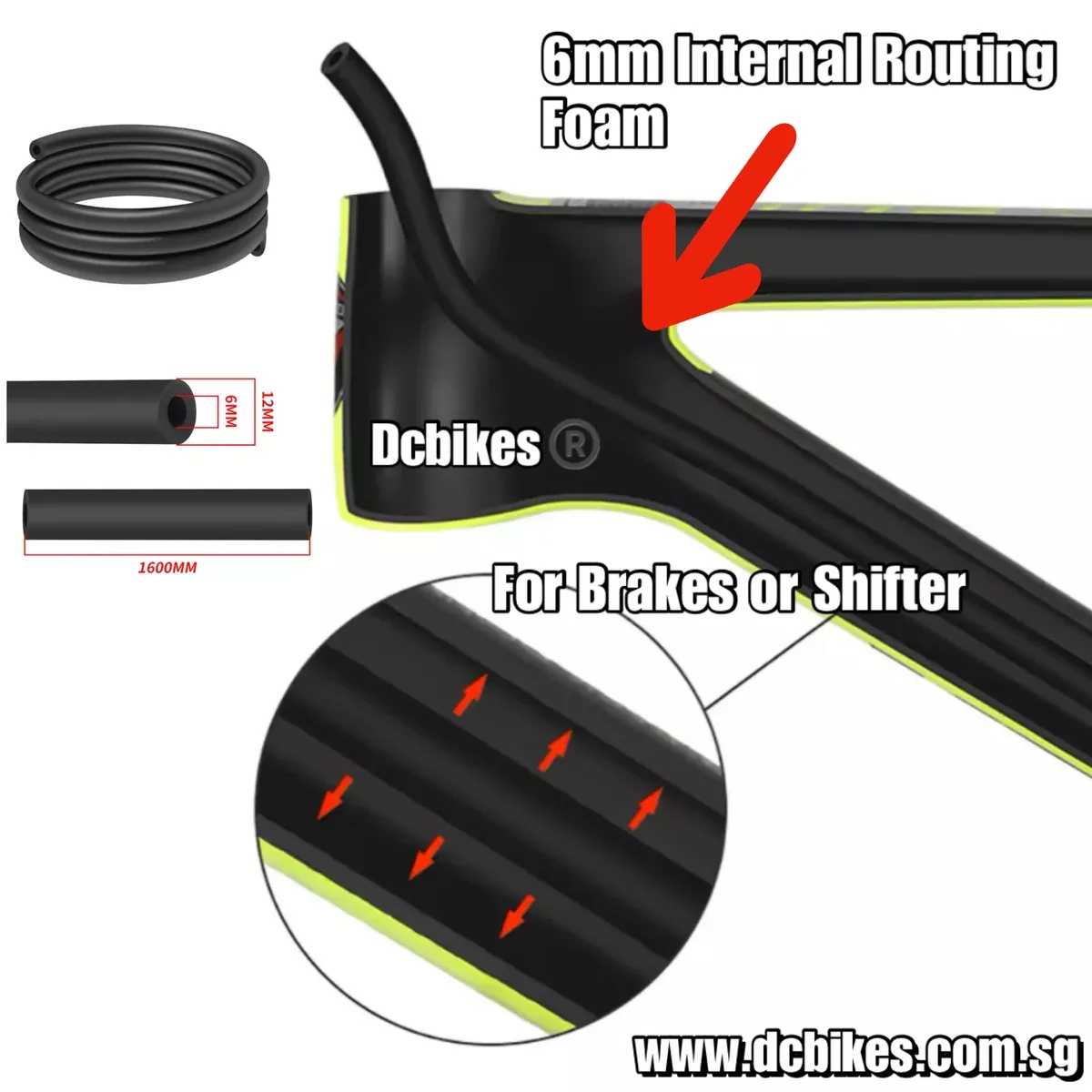 1600mm Bicycle Brake Shifter Hose Internal Routing Anti Vibration Foam Inner Frame Sleeve Hose (1 Piece)