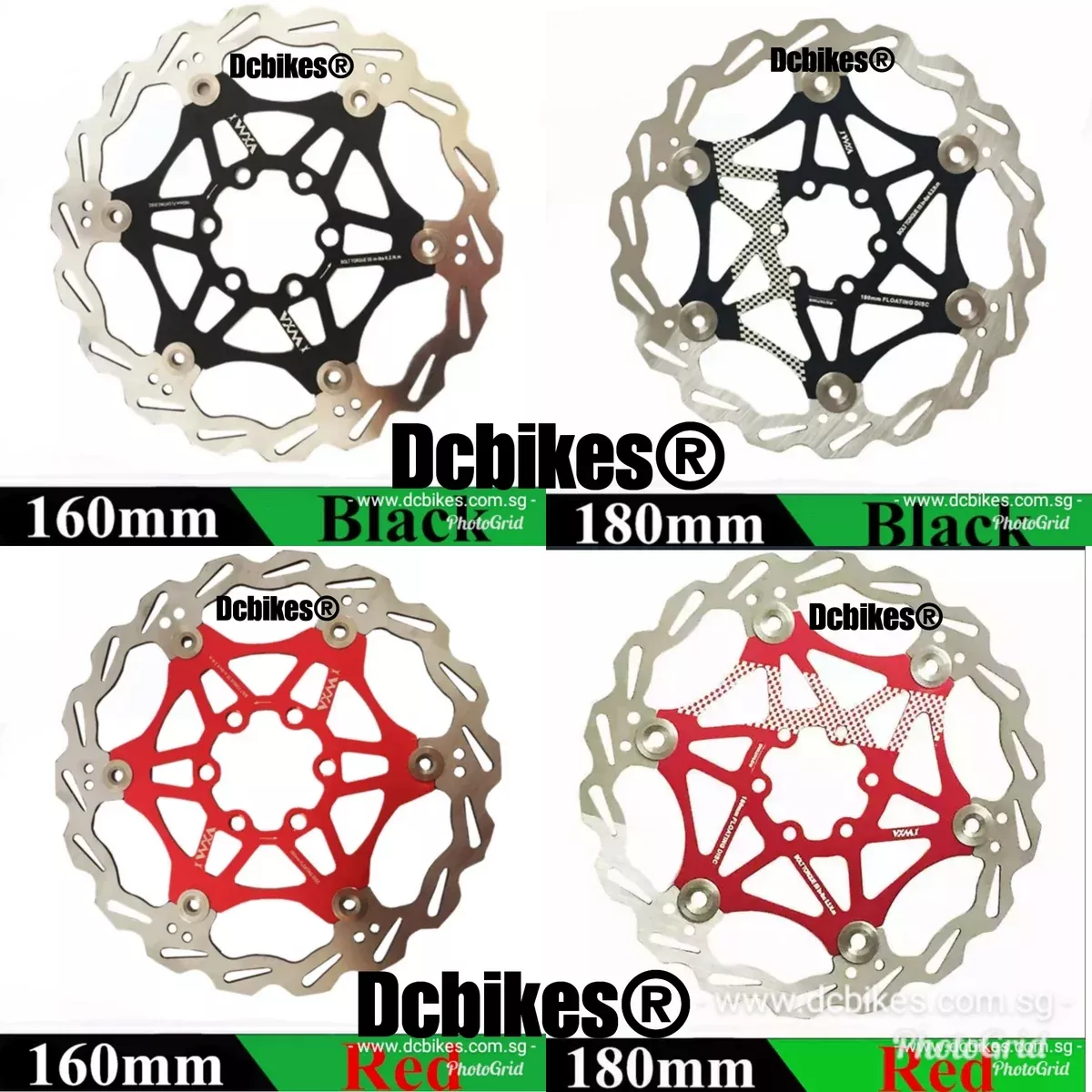 160mm & 180mm Floating Red/Black Disk MTB Brake Rotors (2 Pieces)