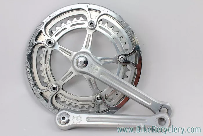 1977 Campagnolo Nuovo / Super Record Crankset w/ Campy Chainring Guard: 170mm, 51/42t, Dust Caps