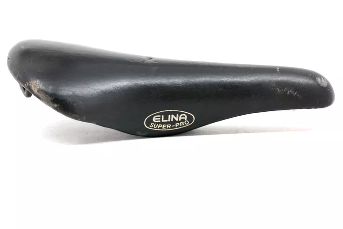 1977 Elina Super-Pro Nylon Covered Plastic Saddle: Old School BMX / Road / Track - Black (EXC)
