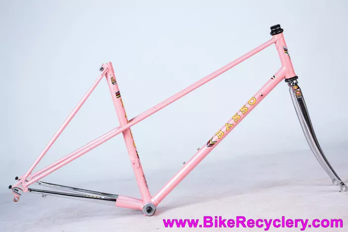 1984 Basso Gap Mixtie Frame & Fork: Size XS 48cm-49cm - Columbus EL Lugged Steel - Chrome Stays/Fork -Pink- HS/BB (EXC+)
