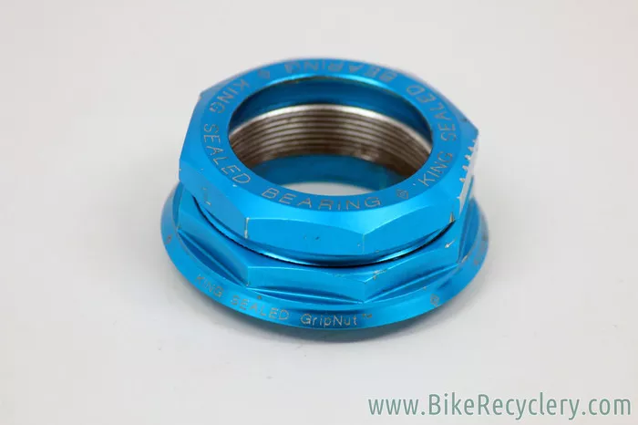 1990's Chris King 2Nut 1 1/4" Threaded Headset Top Nut, Race, & Collet: Cobalt Blue