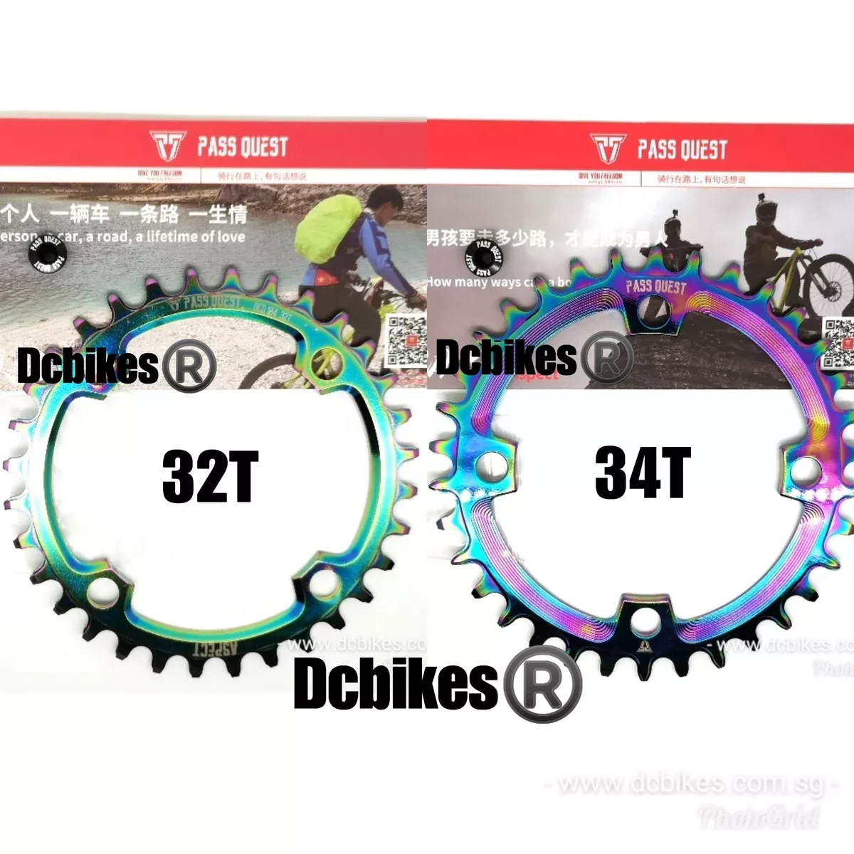 32T Oil Slick 104BCD Titanium Plated MTB Narrow Wide Chain Ring