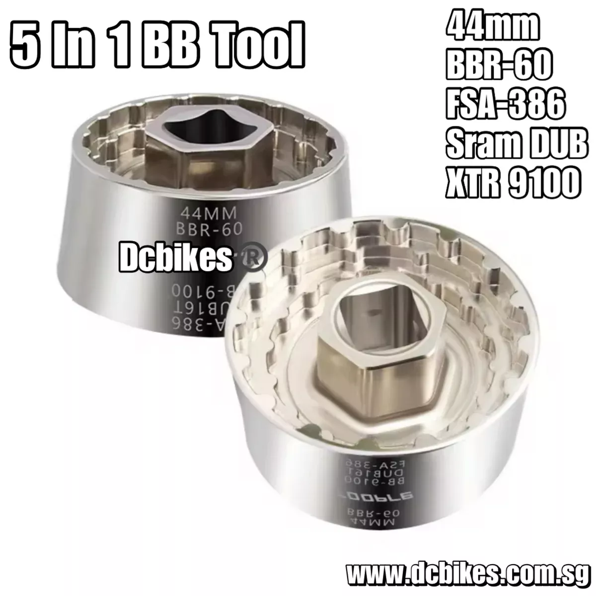 5 In 1 Bicycle Steel Chrome Solid 1/2" - 12.5mm Threaded Bottom Bracket BB Remover Tool