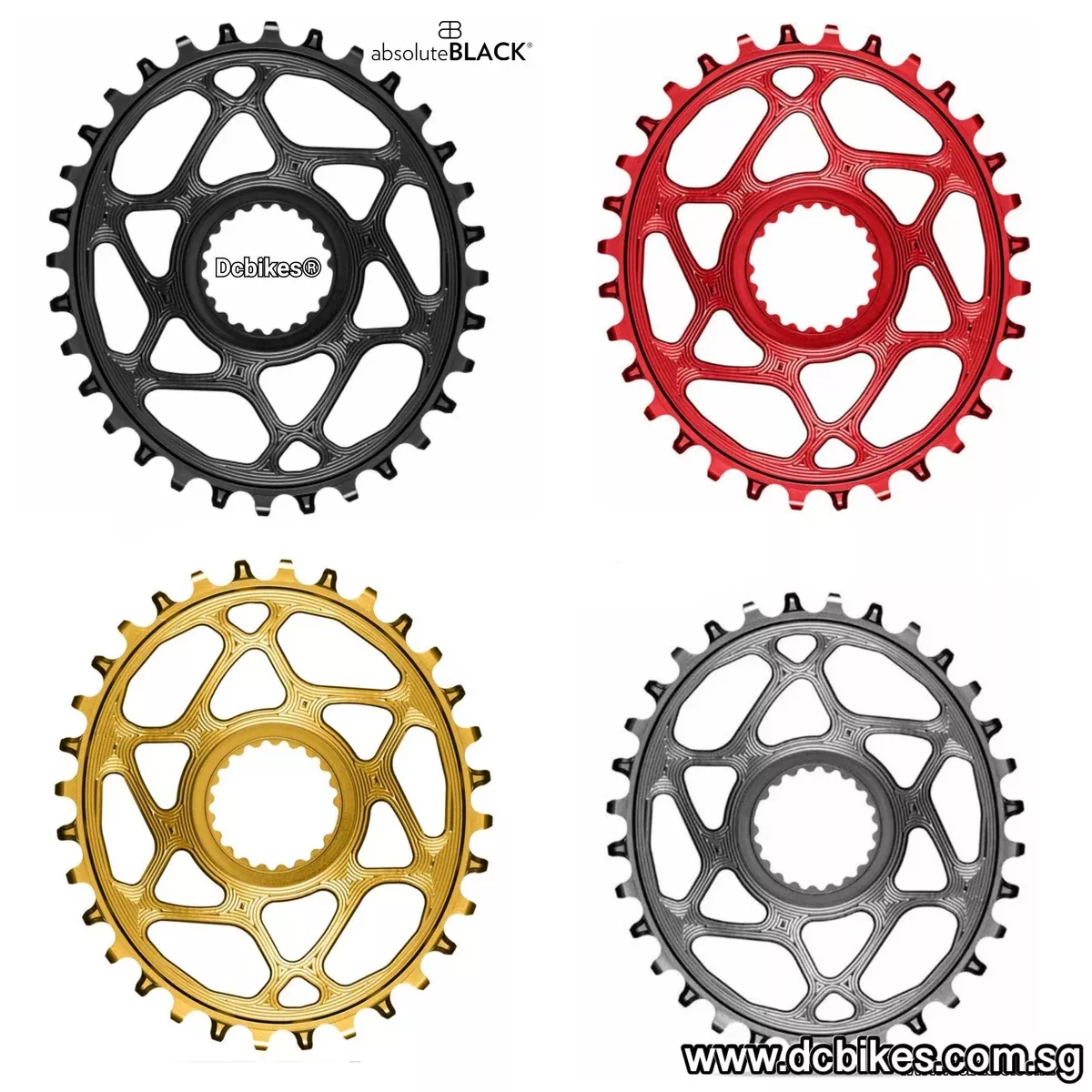 Absoluteblack 30T | 32T | 34T | 36T Direct Mount Oval | 12 Speed HG+ For Shimano XTR M9100 | XT M8100 | SLX M7100 Crank
