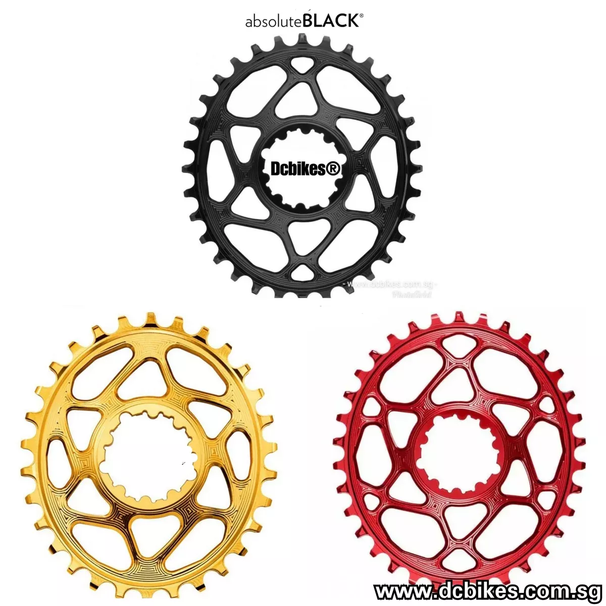 AbsoluteBLACK 30T | 32T | 34T Oval Boost 148 MTB Traction Chainring For SRAM DUB GXP 3mm Offset