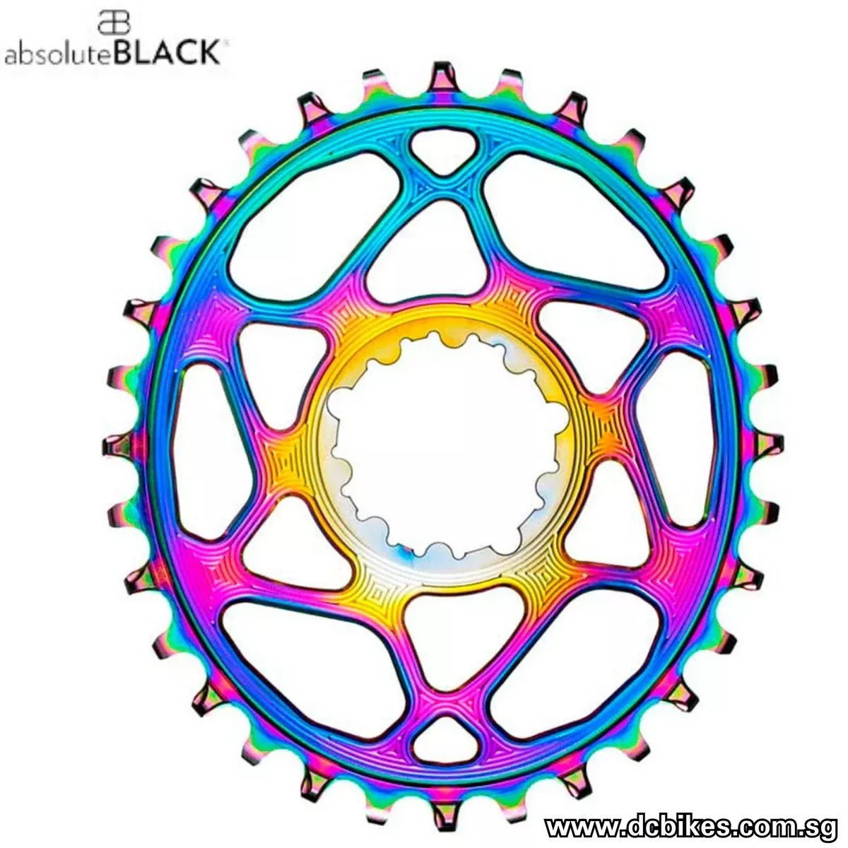 AbsoluteBLACK 32T/34T Oval Oil Slick Boost + 148 Chain Ring For SRAM DUB GXP 3mm Offset