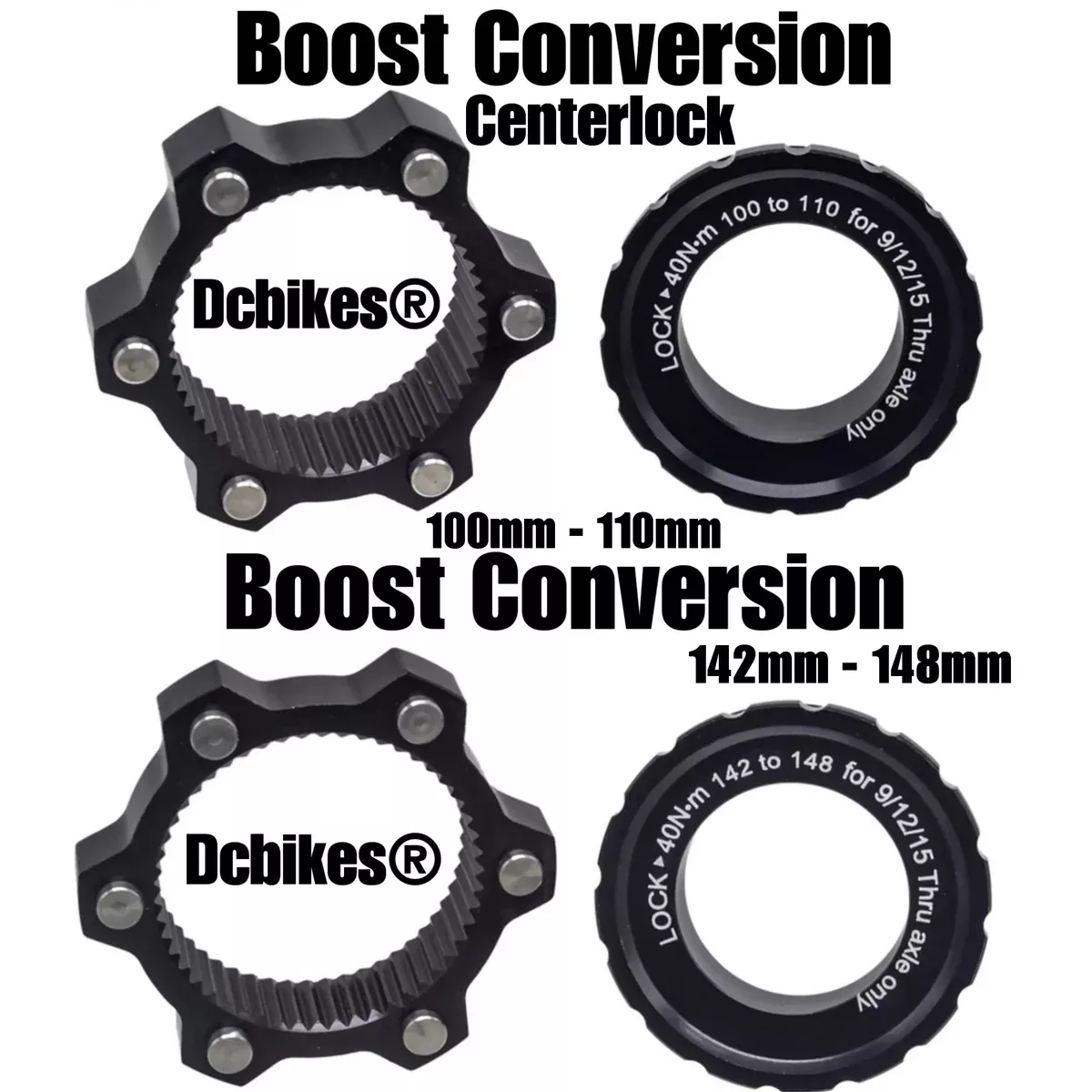 Centerlock 110mm Front | 148mm Rear Boost + Hubs 6 Bolts Disc Adapter Conversion Kit