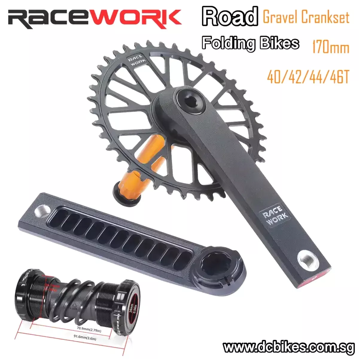 Racework Gravel Road Bike Direct Mount Single Speed Crank + 68mm BSA BB