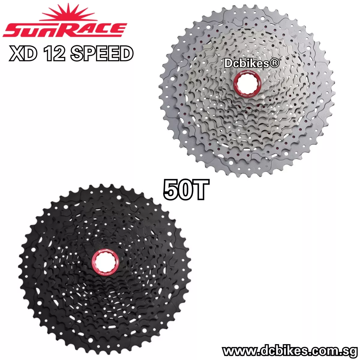SunRace 12 Speed 50T Sram XD Driver MTB Silver/Black Cassette MZ91X