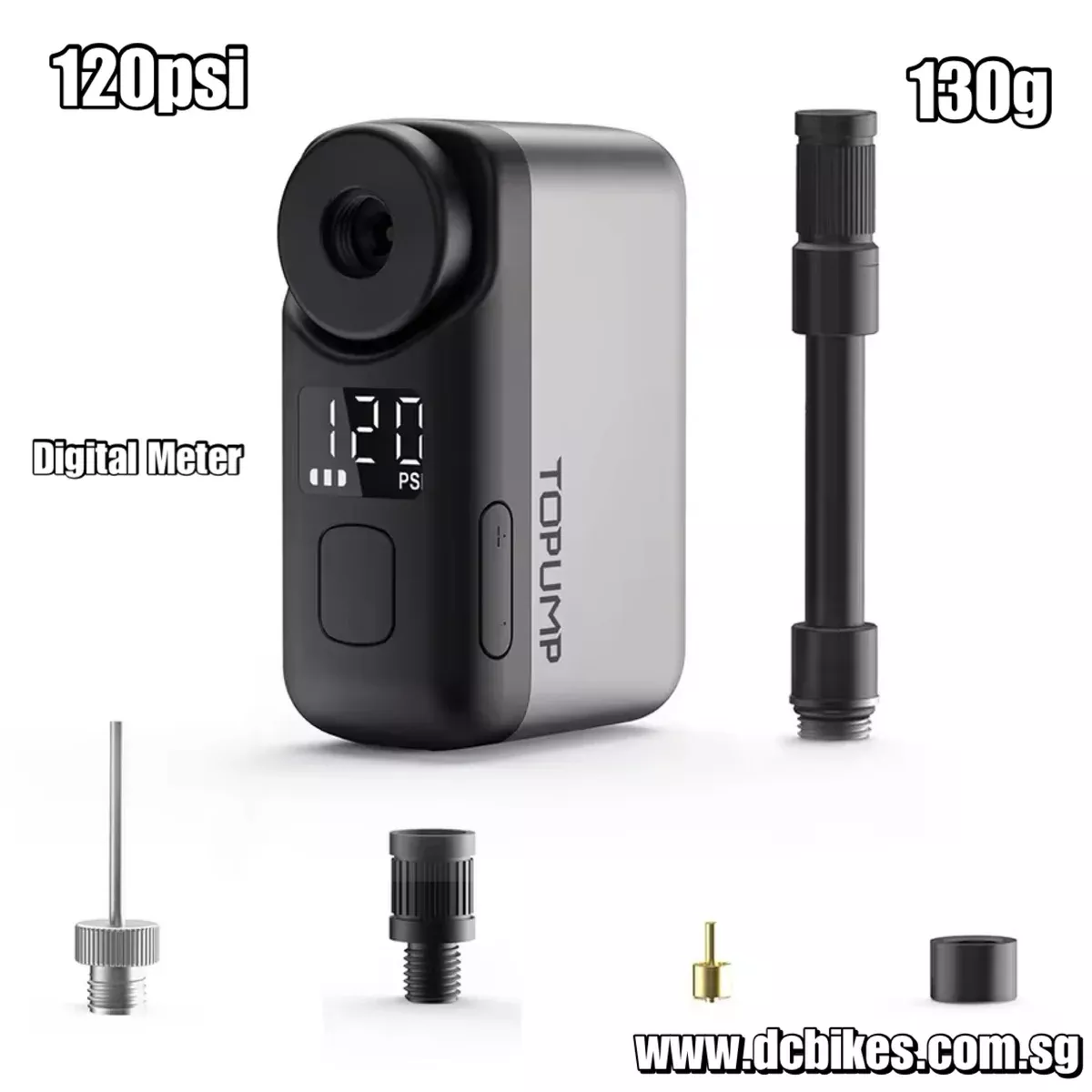 Topump TB2 Pro 450mah Super Mini Digital Meter Guage Powerful Presta Schrader Pocket Size Portable Rechargeable Type C Electric Air Pump 120psi | 130g